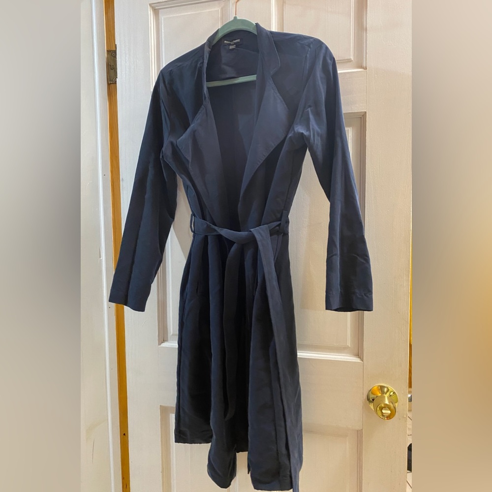 Navy Blue American Apparel Lightweight Trench Coat